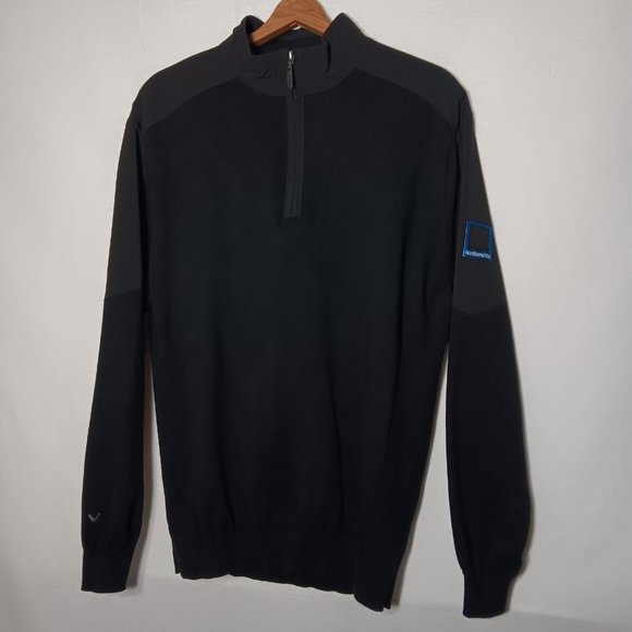 Callaway Golf Sweater Mens L Pullover Black Nationwide Insurance Logo 1/4 Zip - Picture 1 of 12